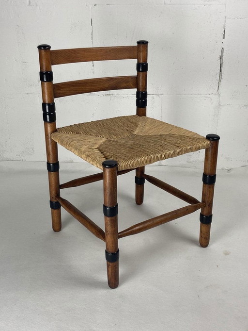 Art Deco Amsterdam School Dutch Rush Chair By Jac. Levee, 1930S