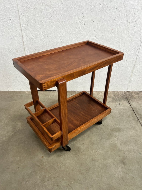 Vintage Wooden Trolley / Bar Cart, Amsterdam School (photo 13 of 21)