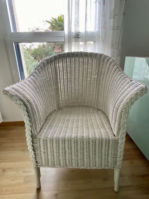 Fauteuil en rotin blanc – Rattan, Wicker