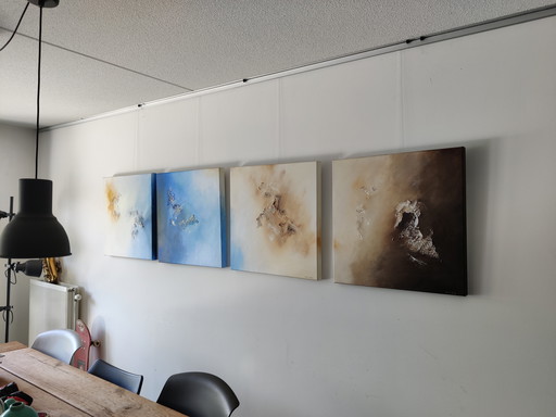 Série de 4 peintures de l'artiste Andrea Cook