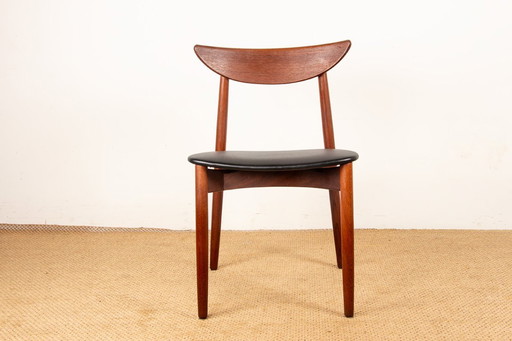 Pair of Danish teak and skai chairs, new, by Harry Ostergaard for Randers Møbelfabrik, 1960.