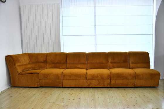 Image 1 of Yellow Corduroy Angle Modular Sofa, 1970s, Set of 6