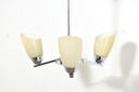 Vintage triple-arm Chandelier in chrome and glass, 1950s