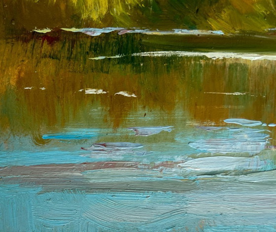 Image 1 of Original Oil Painting Summer Coastal Landscape Enjoying the natural silence