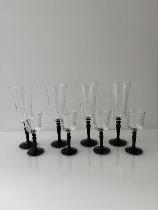 Vintage Champagnerflöten und Digestifgläser von Luminarc France aus den 70er/80er Jahren