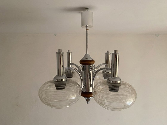 Lampadario vintage EMI Poljčane Sputnik, Jugoslavia, anni '70 – Chrome, Glass (photo 11 of 14)