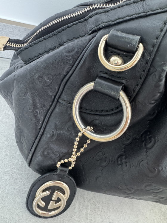 Image 1 of Gucci Guccissima Leather Boston Bag Black 