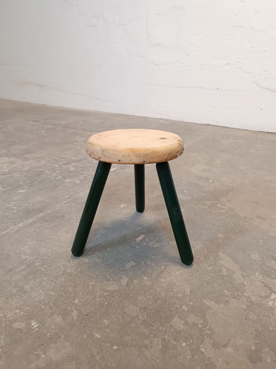 Tabouret trépied en bois rustique vintage, Marron (photo 4 sur 15)