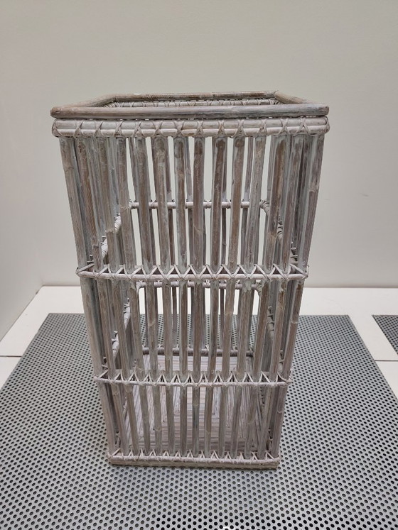 Image 1 of Vintage umbrella stand in bleached bamboo – very beautiful