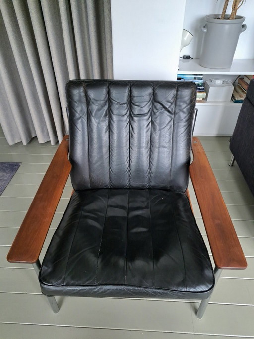 Vintage Dokka Fauteuil Sven Ivar Dysthe – Dokka Møbler, Leather, Metal