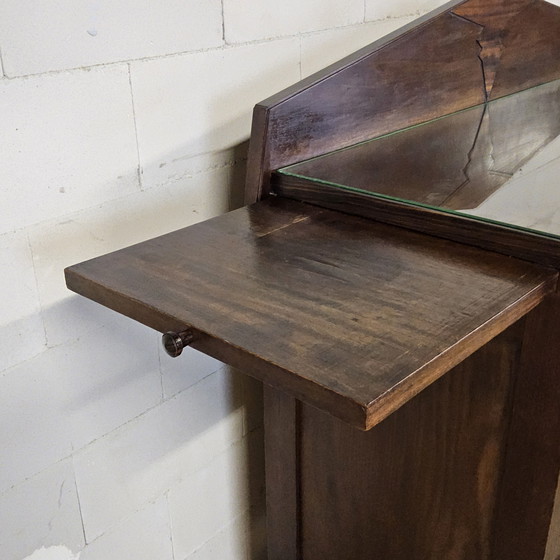 Image 1 of Antieke Art Deco Amsterdamse School Dressoir (coromandel en kersenhout) theekastje / vitrinekastje 