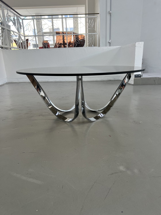 Image 1 of Model 2075 Werner Lindner for Bacher coffee table, chrome and glass