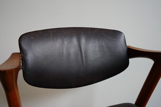 Image 1 of 6 Kai Kristiansen stoelen | Model 42 | Teak Leder patina