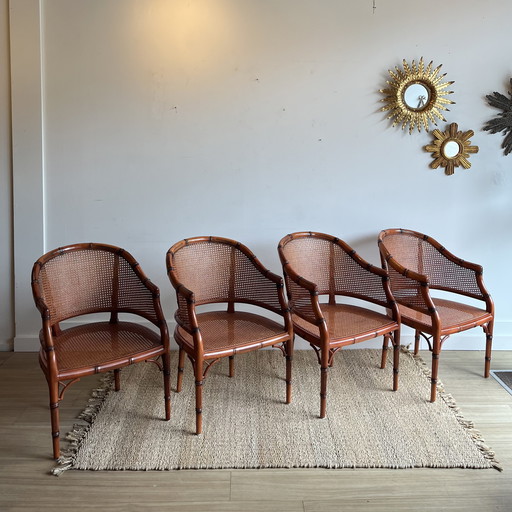 4 sillas de comedor Giorgetti de imitación bambú