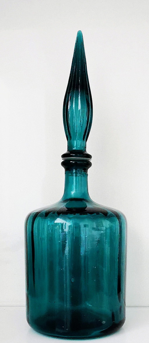 Carafe Empoli avec couvercle à motif martin-pêcheur, années 1950-1960