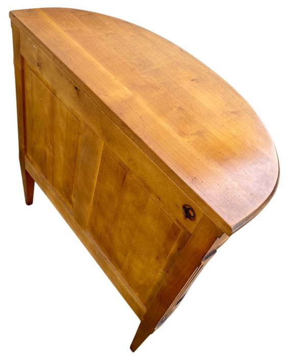 Image 1 of Louis XVI style cherrywood three-drawer half-moon commode