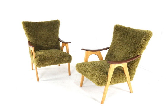 Image 1 of Two tone doodle fauteuil 'Wing' vintage gestoffeerd 