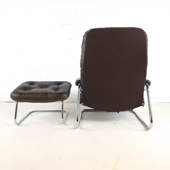 Image 1 of Vintage recliner armchair with footstool