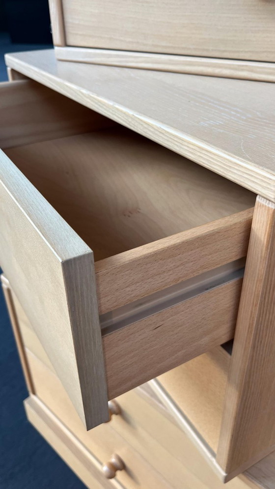 Image 1 of 'Die Collection' Wohnwand 8-teilig mit Vitrine, Schubladenkonsolen, Bücherborden in Esche natur Esche