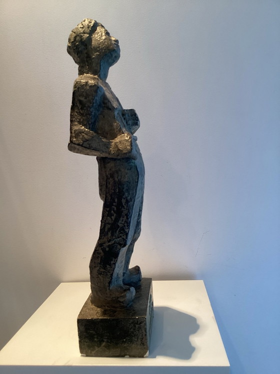 Rare Patinated Plaster Sculpture “Lier Pallieterstad”. Circa 1986., Other, Brown (photo 4 of 9)