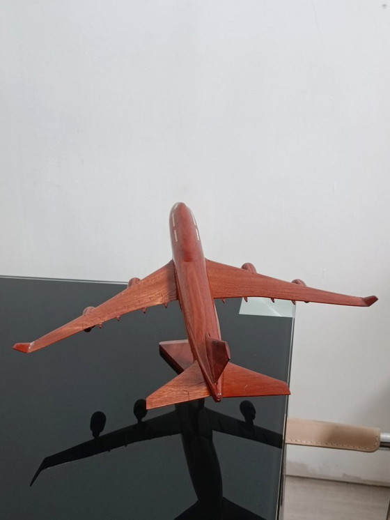 Image 1 of Wooden Boeing 747 model airplane, 2000s