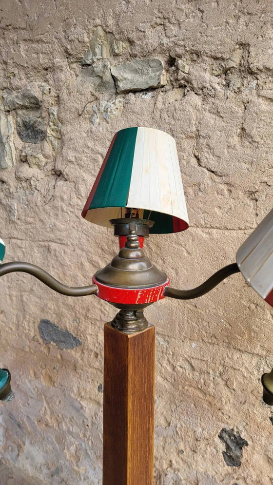 Lampadaire étagère vintage à 3 lumières des années 1950 – Wood, Plastic (photo 10 of 11)