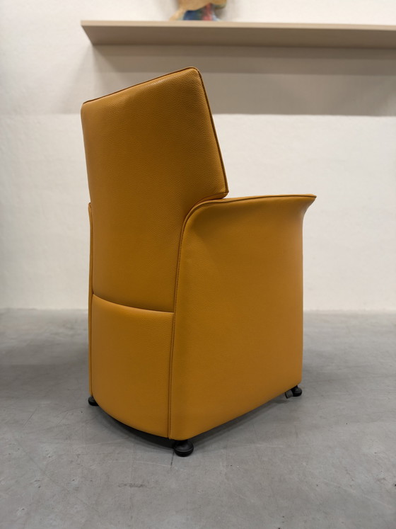 6 Chaises de salle à manger Leolux Tamarinde, état neuf, jaune, Cuir (photo 4 sur 9)