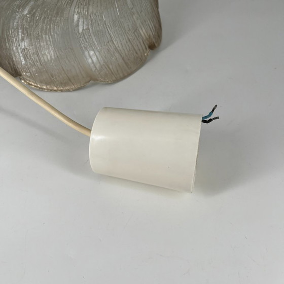 Image 1 of Mid-century ice glass pendant lamp in lotus design – 1970s