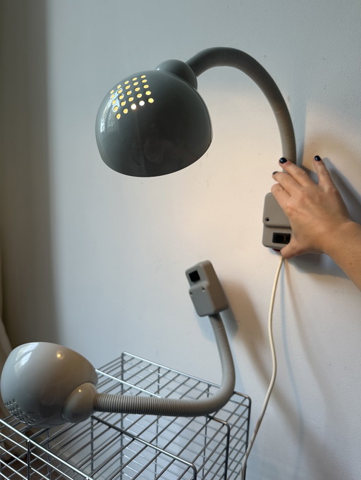 Two vintage Snake wall lamps by Vrieland design 80s