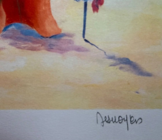 Image 1 of Serge Desnoyers: "Activité a la plage." Color lithograph, hand-signed and signed E.A.