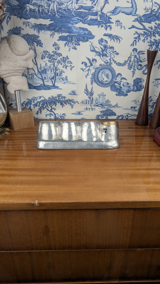 Image 1 of Vintage David Marshall Art 3 Brutalistisch Brons & Aluminium Pen Pot Vorm 2000