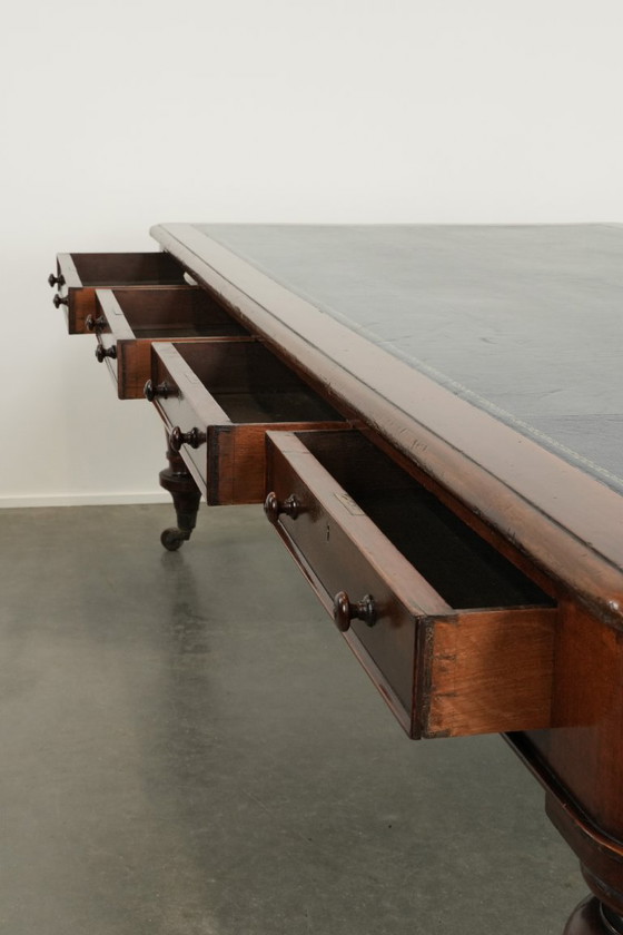 Image 1 of Unique large antique English library table/writing desk/desk from the 19th century