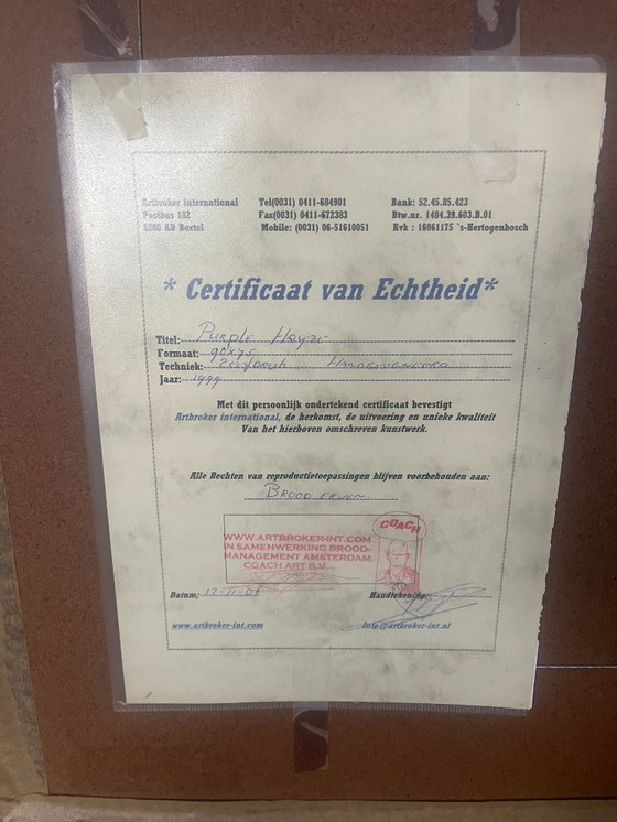 Image 1 of Herman Brood – Purple Haze (E.A.) – Autografiado + Certificado