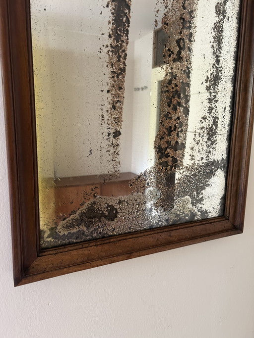 Specchio antico bisellato e invecchiato con cornice in rovere – spiegels, Wood, Glass (photo 2 of 7)
