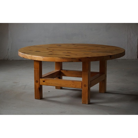 Image 1 of Vintage round dining table in solid pine by Sven Larsson, 1960s