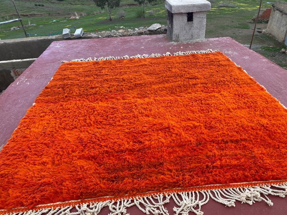 Image 1 of Terracotta Beni Ouarain tapijt 260x260 cm – Handgemaakt Marokkaans wollen tapijt – Opvallend Berber design