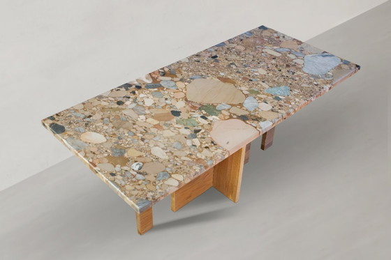 Image 1 of Couchtisch recta Ceppo Rosso aus Naturstein und Massivholz Eiche