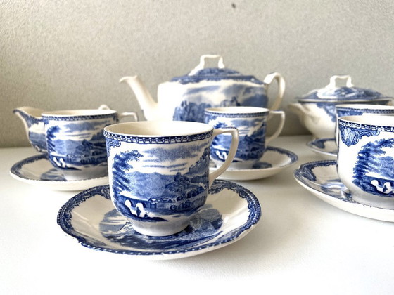 Image 1 of Vintage Johnson Brothers Bros Old Castles Blue Edit Set per tè e caffè