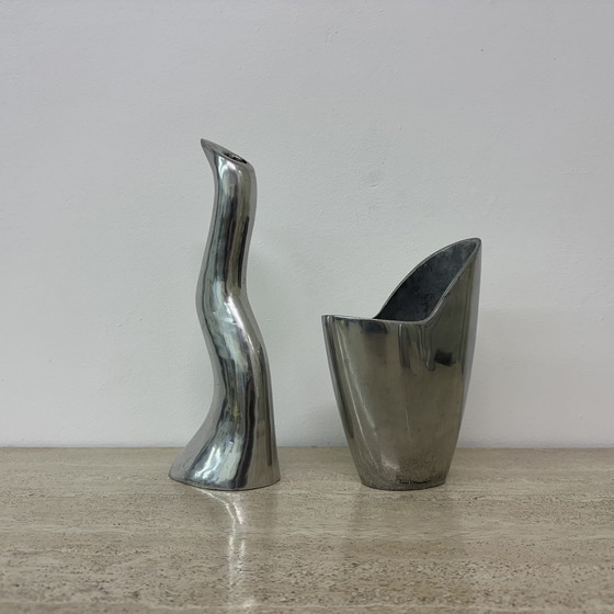 Image 1 of Set di 2 candelieri e vasi Anatomi Anna Efverlund IKEA in alluminio, 1970