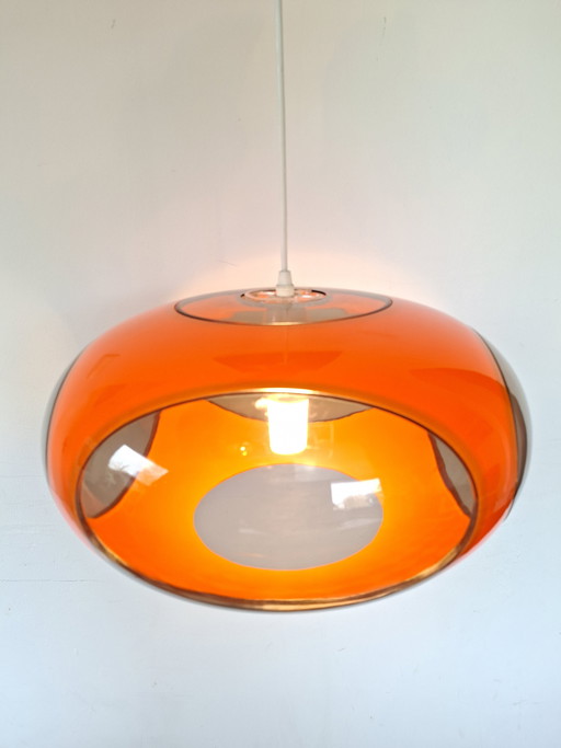 Lampe vintage géante de l'ère spatiale, œil de insecte orange.