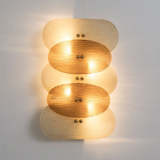 Image 1 of Pair of Murano Glass and Brass Wall Sconces