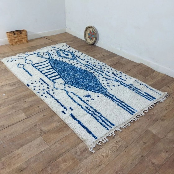 Image 1 of Azilal-Wollteppich Blau – Naturwolle, handgewebt (250×145 cm)
