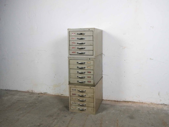 Image 1 of Set di 3 moduli organizer per cassettiera in metallo vintage