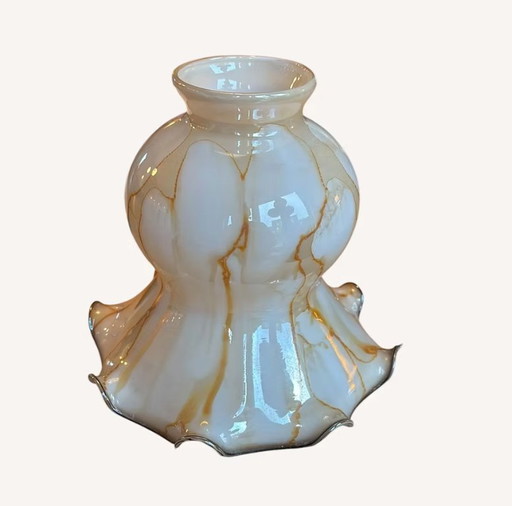 Opaline Lampshade with Golden Brown Veins