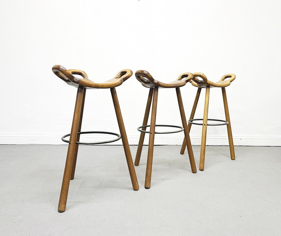 Image 1 of 1/12 Brutalist Marbella Barhocker Bar Stool Set Sergio Rodrigues