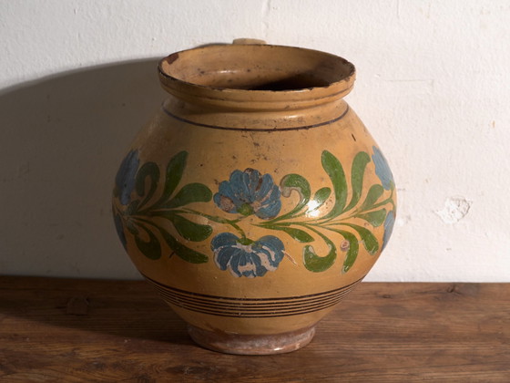 Brocca antica in ceramica smaltata, Europa Centrale, circa 1920, Stoviglie, Blu (foto 4 di 10)