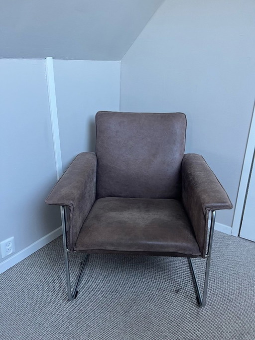 Poltrona marrone dal design vintage – KFF, fauteuils, Metal, Textile