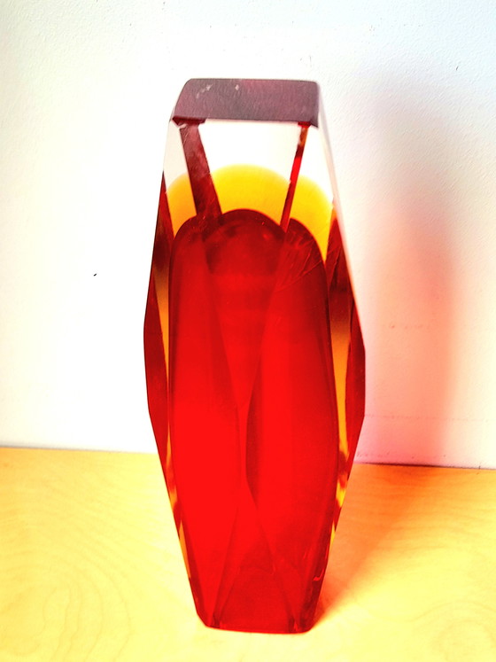 Image 1 of Sommerso prism vase, Flavio Poli, Murano 1970
