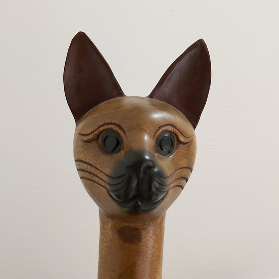 Image 1 of Beautiful big cat in wood carving