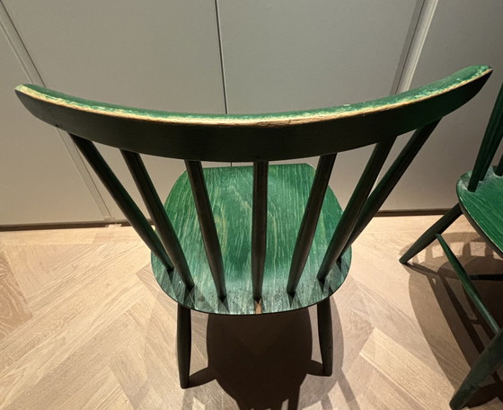 Image 1 of 4X Ilmari Tapiovaara Dining Table Chairs refurbished